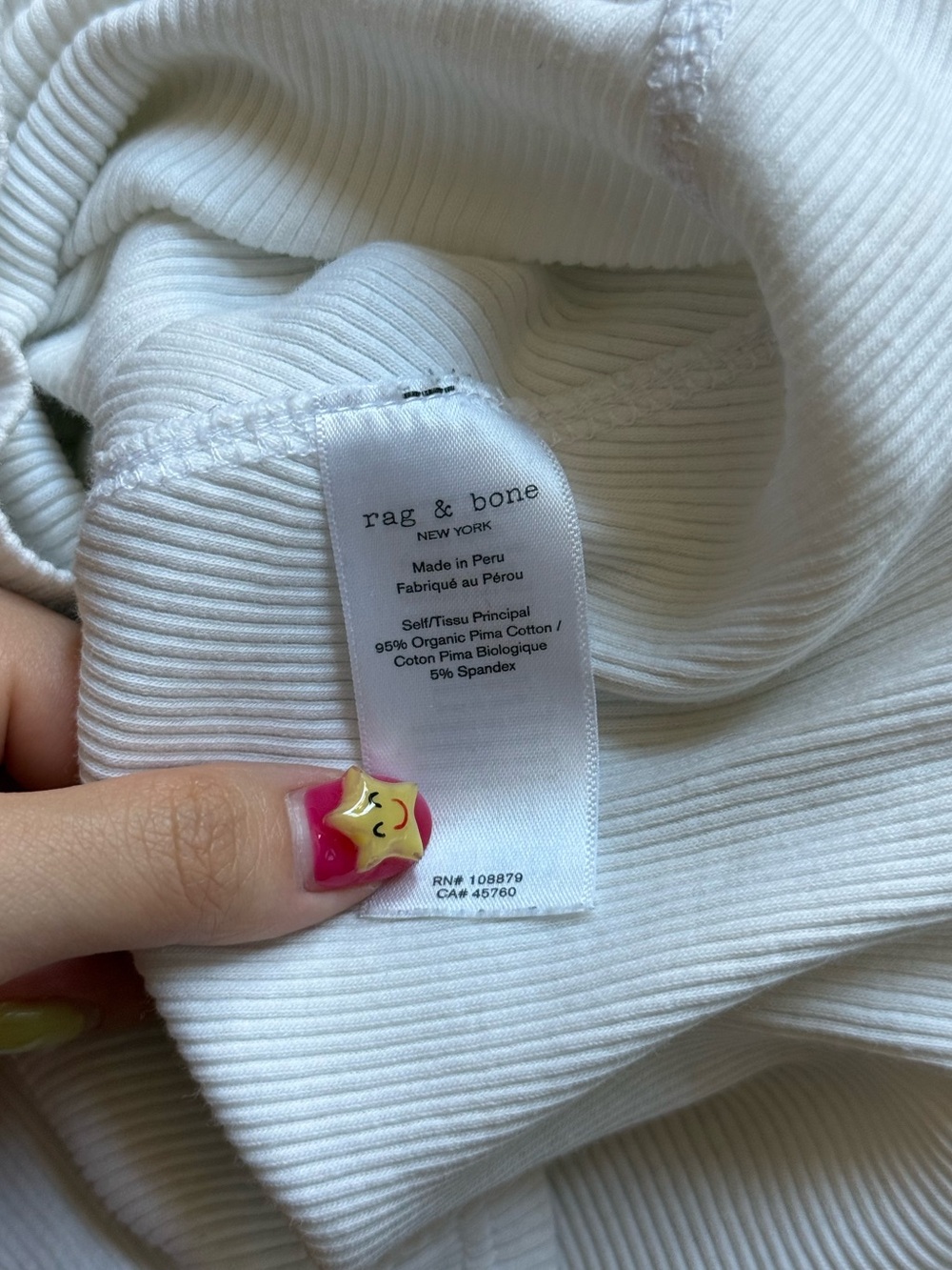 rag & bone White Essential Rib String Tank - Picture 7 of 9